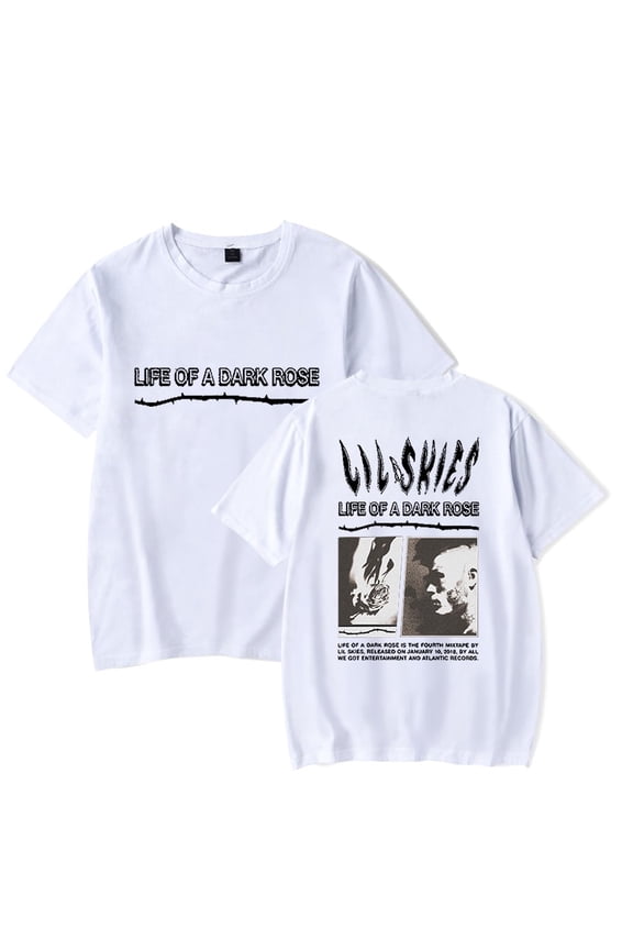Lil Skies Life of a Dark Rose Tee Merch pop graphics print Crewneck Unisex Trend Casual Short Sleeve Top