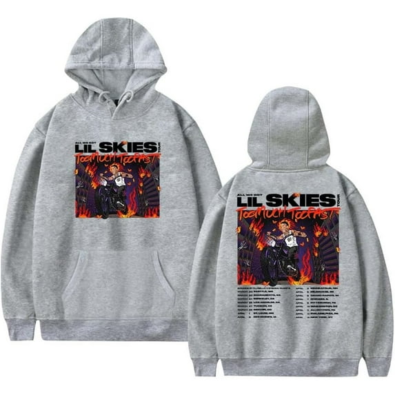 Lil Skies Too Much Too Fast Tour 2025 Merch Hoodie Pockets Drawstring Unisex Hooded Sweatshirt Fashion Clothing