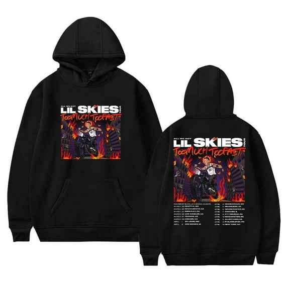 Lil Skies Too Much Too Fast Tour 2025 Merch Hoodies Women Men Casual Long Sleeve Sweatshirt Fashion Clothes