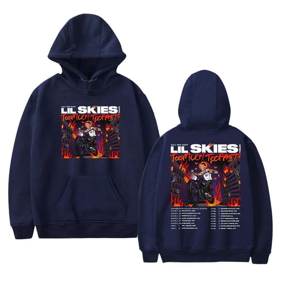Lil Skies Too Much Too Fast Tour 2025 Merch Hoodies Women Men Casual Long Sleeve Sweatshirt Fashion Clothes