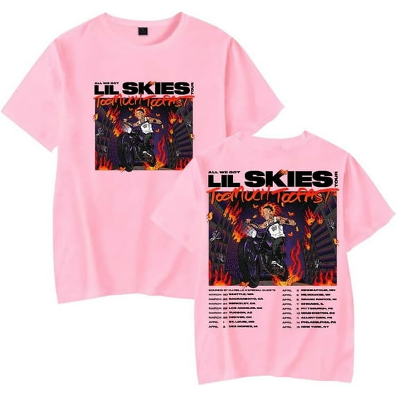 Lil Skies Too Much Too Fast Tour 2025 Merch Short Sleeve T-shirt Unisex Fashion Crew Neck Top