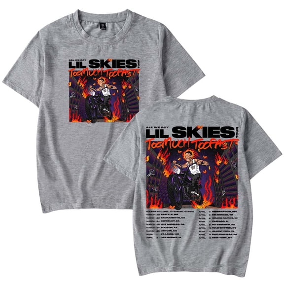 Lil Skies Too Much Too Fast Tour 2025 Merch T-Shirt Women Men Casual Crewneck Short Sleeve Fashion Tee