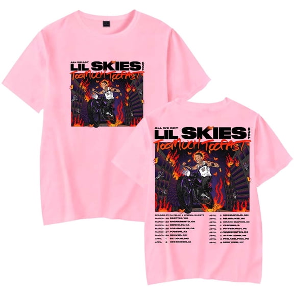 Lil Skies Too Much Too Fast Tour 2025 Merch T-Shirt Women Men Casual Crewneck Short Sleeve Fashion Tee
