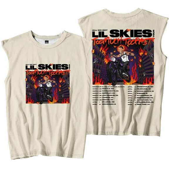 Lil Skies Too Much Too Fast Tour 2025 Merch Tank Tops Sleeveless Sport Vest Women Men Outdoor Sportwear