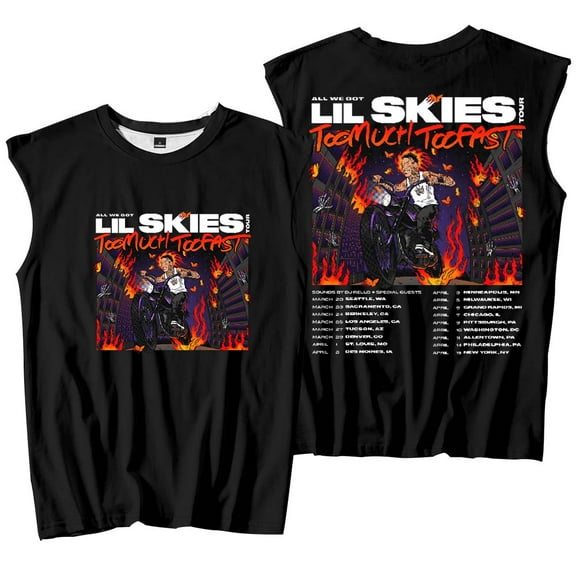 Lil Skies Too Much Too Fast Tour 2025 Merch Tank Tops Sleeveless Sport Vest Women Men Outdoor Sportwear