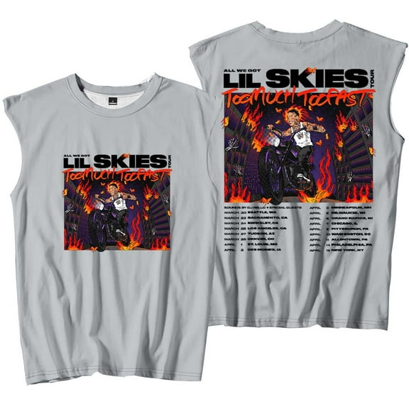 Lil Skies Too Much Too Fast Tour 2025 Merch Tank Tops Sleeveless Sport Vest Women Men Outdoor Sportwear