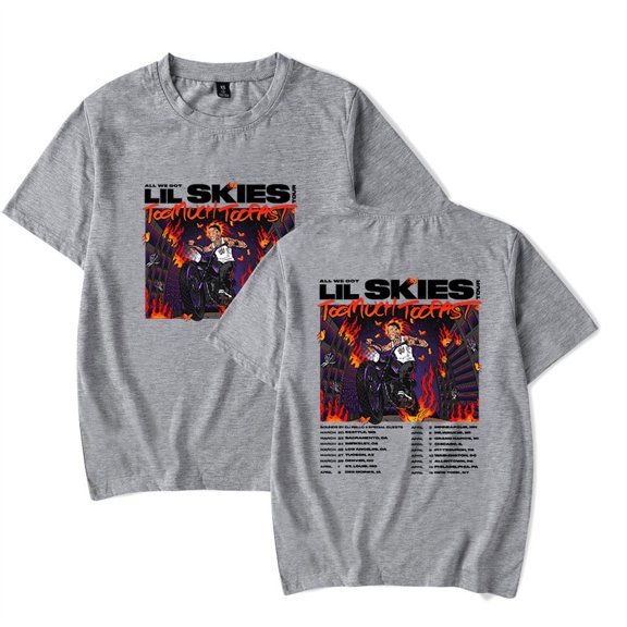 Lil Skies Too Much Too Fast Tour Tshirt Cosplay Short Sleeve Casual Tee Fashion Top