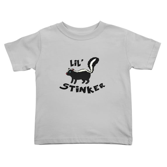 Lil' Stinker Skunk Cute Toddler T-Shirts for Boys Girls (Gray, Youth M)