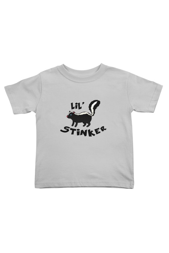 Lil' Stinker Skunk Cute Toddler T-Shirts for Boys Girls (Gray, Youth S)