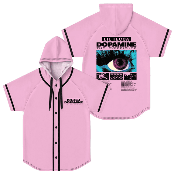 Lil Tecca Dopamine The Experience Tour Baseball Jersey Women Men Hooded Short Sleeve Shirt Casual Trendy T-shirt