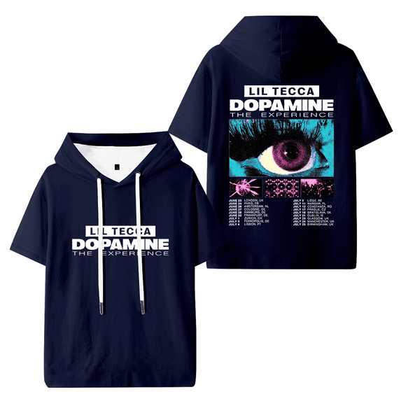 Lil Tecca Dopamine The Experience Tour Hooded T-shirt Women Men Fashion Short Sleeve Tee