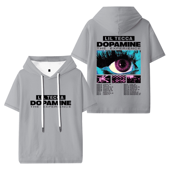 Lil Tecca Dopamine The Experience Tour Hooded T-shirt Women Men Fashion Short Sleeve Tee
