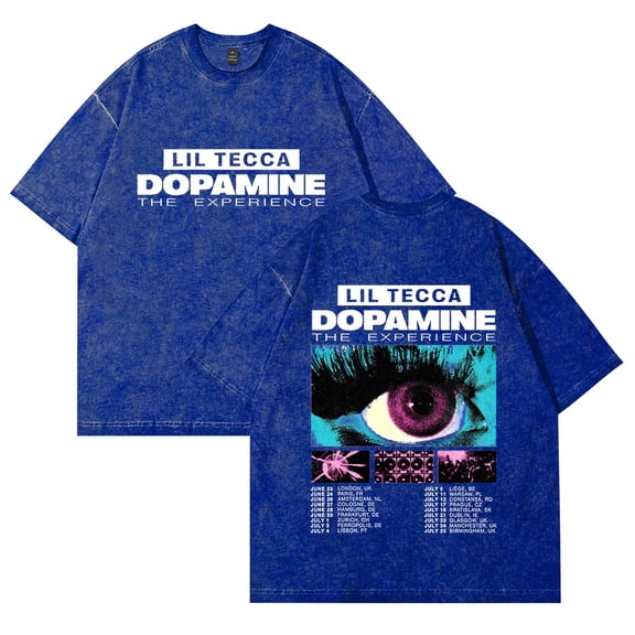 Lil Tecca Dopamine The Experience Tour Washed Cotton Tee Women Men Crewneck Short Sleeve T-shirt
