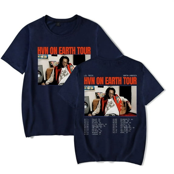 Lil Tecca T-shirt Hvn On Earth Tour T-Shirt Women Men Fashion Casual Crewneck Short Sleeve T-shirt