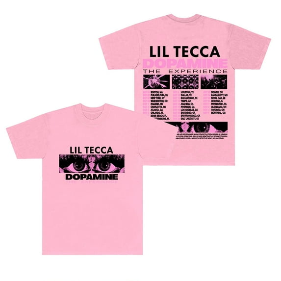 Lil Tecca The Dopamine Experience Tour 2025 Merch - Cotton Blend HipHop T-Shirt Short Sleeve Unisex Casual Street Wear