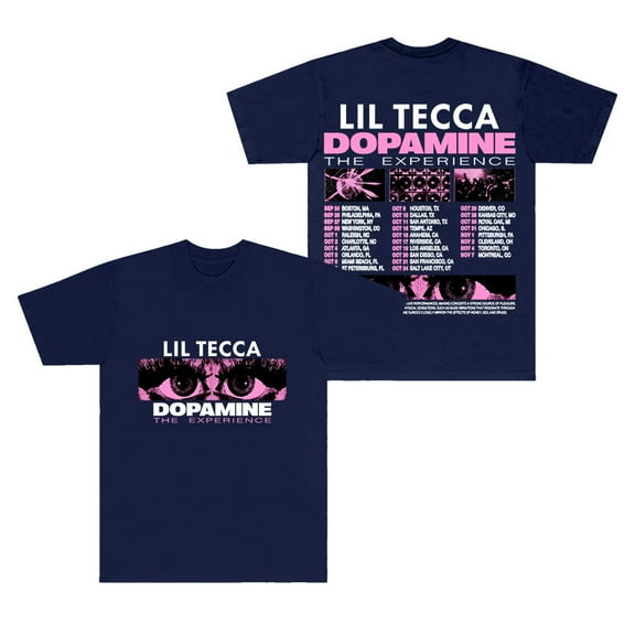 Lil Tecca The Dopamine Experience Tour 2025 T-Shirts Women Men HipHop Short Sleeve Tee