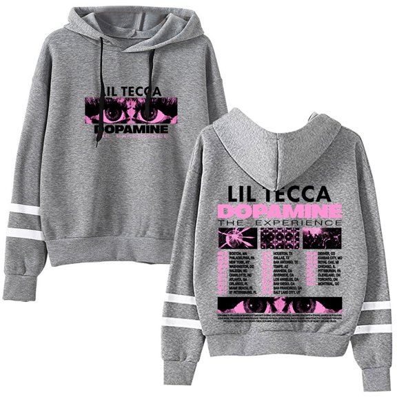 Lil Tecca The Dopamine Experience Tour Merch Hoodies Pocketless Parallel Bars Sleeve Streetwear