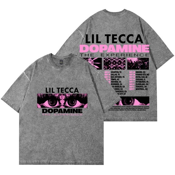Lil Tecca The Dopamine Experience Tour Merch Wash T-Shirts Women Men Cotton Short Sleeve Tee