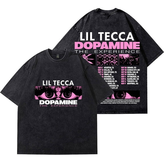 Lil Tecca The Dopamine Experience Tour Merch Wash T-Shirts Women Men Cotton Short Sleeve Tee