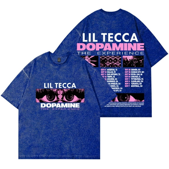Lil Tecca The Dopamine Experience Tour Merch Wash T-Shirts Women Men Cotton Short Sleeve Tee