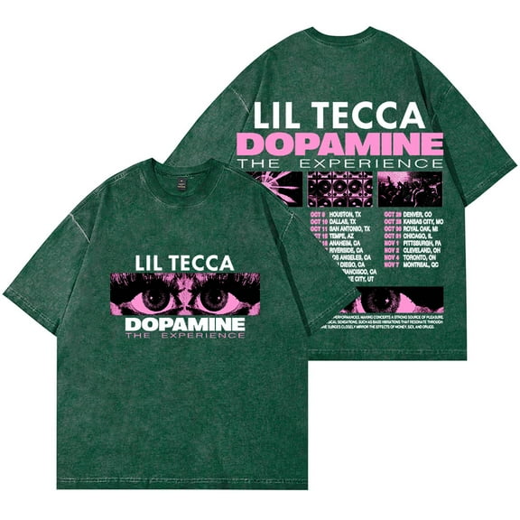 Lil Tecca The Dopamine Experience Tour Merch Wash T-Shirts Women Men Cotton Short Sleeve Tee