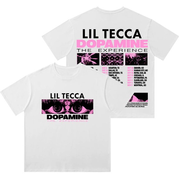 Lil Tecca The Dopamine Experience Tour Merch Wash T-Shirts Women Men Cotton Short Sleeve Tee