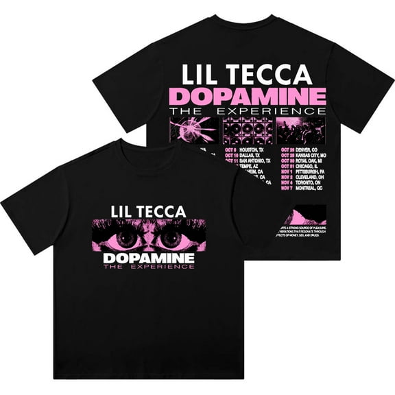 Lil Tecca The Dopamine Experience Tour Merch Wash T-Shirts Women Men Cotton Short Sleeve Tee