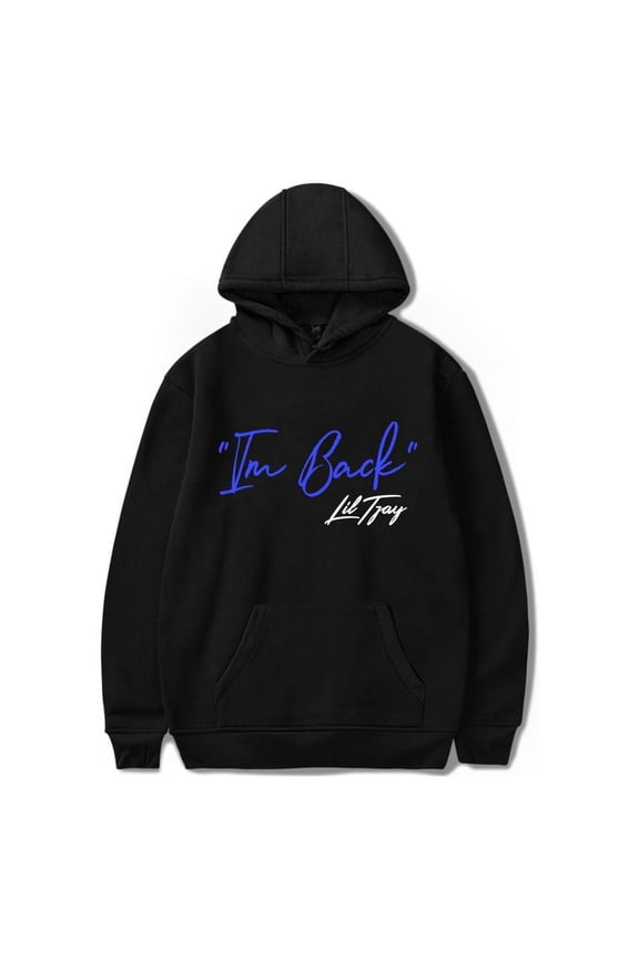 Lil Tjay 2025 "I'M BACK" Comeback Celebration Hoodie - Unisex Bold Hip-Hop Streetwear Merch,L,Black