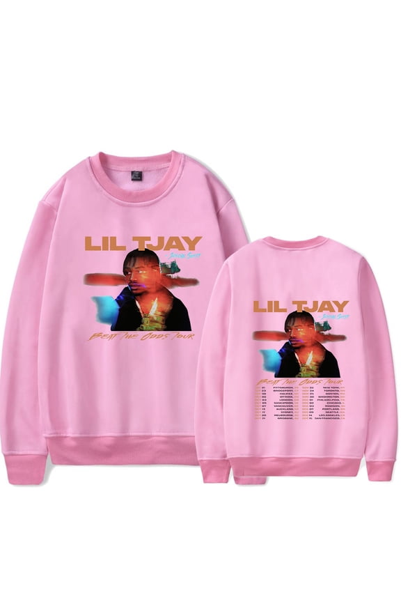 Lil Tjay Beat The Odds Tour 2023 Crew Neck Sweatshirt Merch Rapper Popular Graphic Print Unisex Fashion Casual Street Sweatshirt