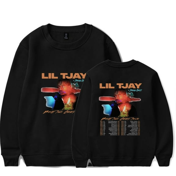 Lil Tjay Beat The Odds Tour 2023 Crew Neck Sweatshirt Merch Rapper Popular Graphic Print Unisex Fashion Casual Street Sweatshirt