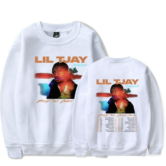 Lil Tjay Beat The Odds Tour 2023 Crew Neck Sweatshirt Merch Rapper Popular Graphic Print Unisex Fashion Casual Street Sweatshirt