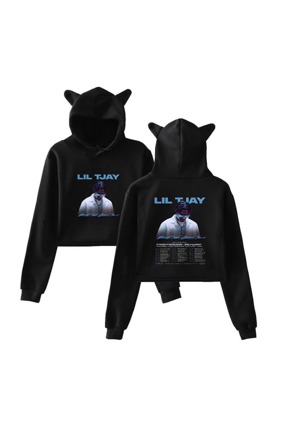 Lil Tjay Beat The Odds Tour Cat Ear Hoodie Unique Bear Ear Sweatshirt Casual Top