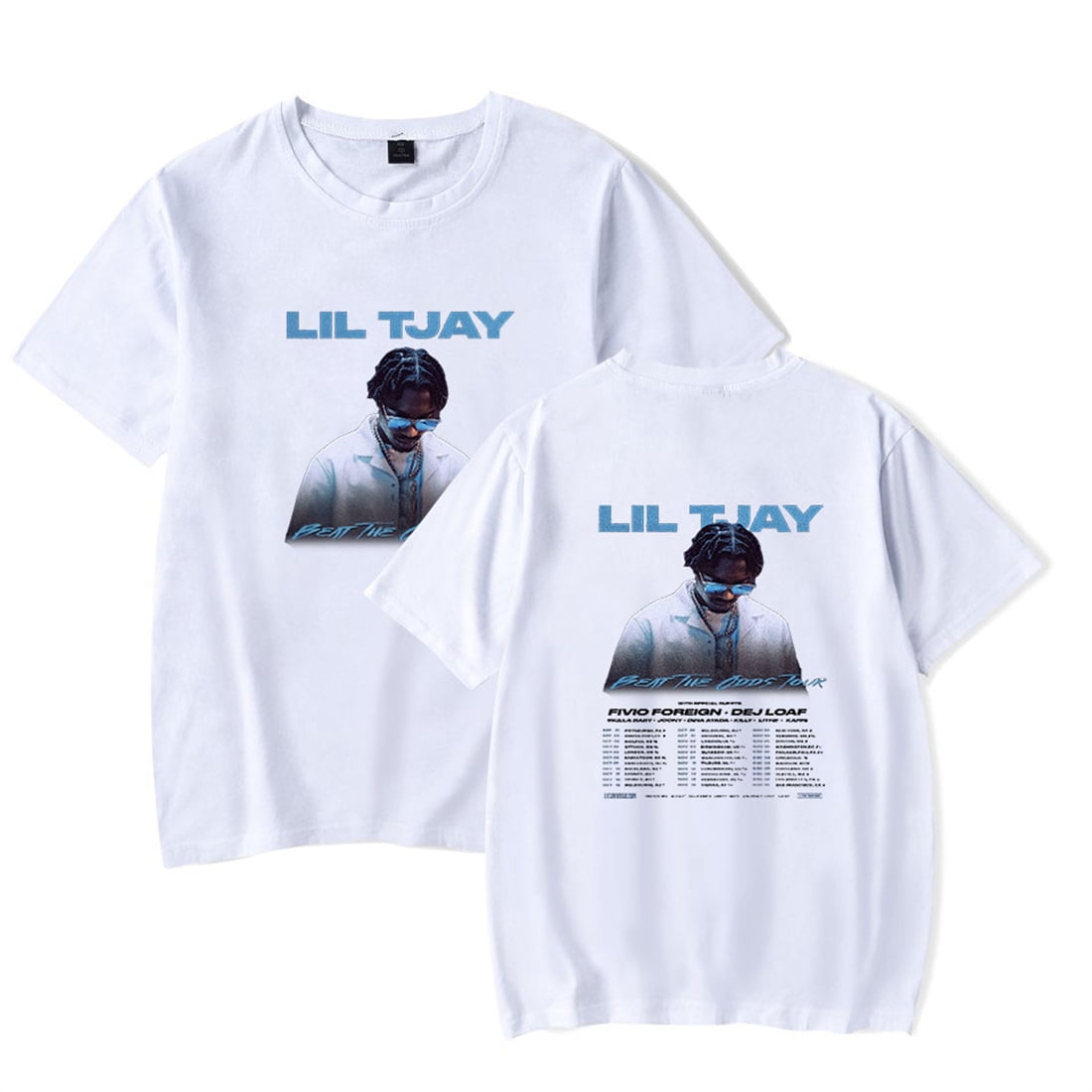 Lil Tjay Beat The Odds Tour T Shirt Hip Hip Crewneck Summer Top Unique Short Sleeve Walmart Com