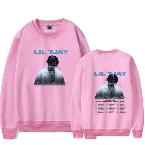 Lil Tjay Beat The Odds world Tour 2023 Crew Neck Sweatshirt Merch Rapper Popular Graphic Print Unisex Fashion Casual Street Sweatshirt