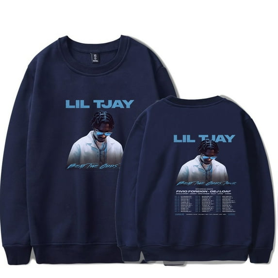 Lil Tjay Beat The Odds world Tour 2023 Crew Neck Sweatshirt Merch Rapper Popular Graphic Print Unisex Fashion Casual Street Sweatshirt