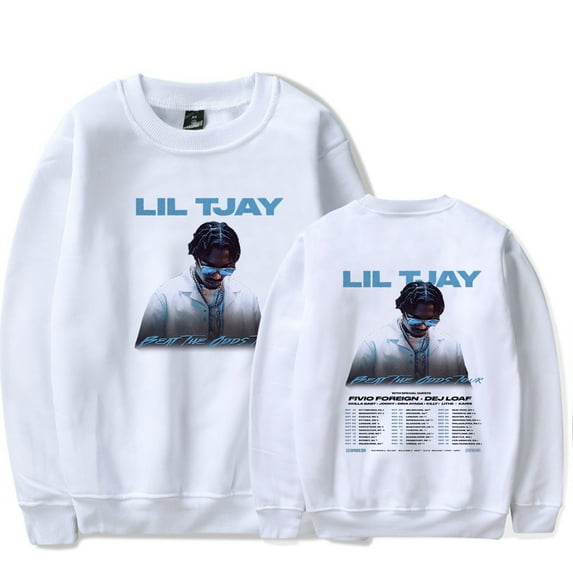 Lil Tjay Beat The Odds world Tour 2023 Crew Neck Sweatshirt Merch Rapper Popular Graphic Print Unisex Fashion Casual Street Sweatshirt