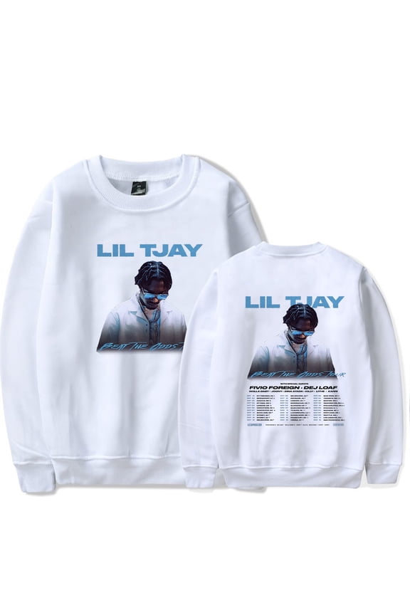Lil Tjay Beat The Odds world Tour 2023 Crew Neck Sweatshirt Merch Rapper Popular Graphic Print Unisex Fashion Casual Street Sweatshirt