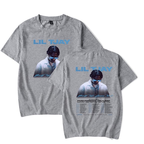 Lil Tjay Beat The Odds world tour 2023 Merch Rapper pop graphics print Crewneck Unisex Trend Casual Short Sleeve TShirt Top