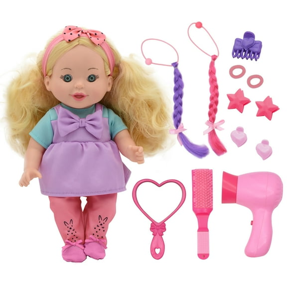 Lil Tots: Talking Hair Styling Playset - 16 pc 12" Doll Playset, New Adventures, Children's Pretend Play, Ages 3+