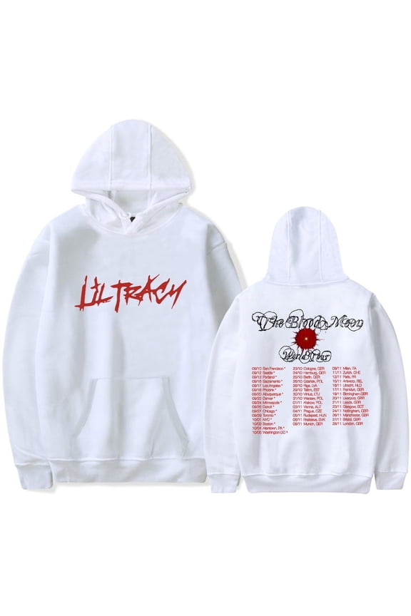 Lil Tracy The Blood Moon Tour Hooded Long Sleeved Streetwear Role-playing Men's And Women's Casual Pocket Sweatshirt