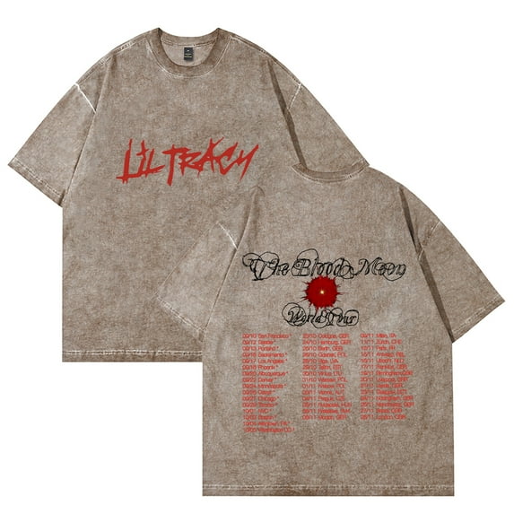 Lil Tracy The Blood Moon Tour Tee Merch Men Women Vintage Wash Short Sleeve