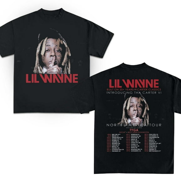 Lil WAYNE Tour 2025 North America Shirt, Unisex Short Sleeve Shirt,Black Color,Size M