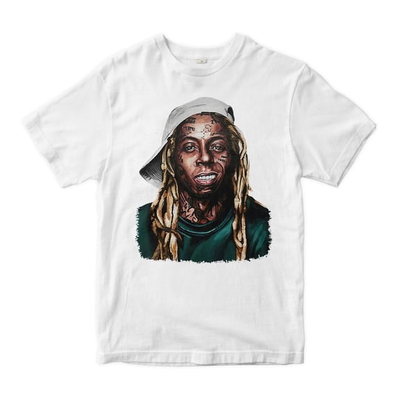 Lil Wayne Art T-Shirt, Rap Hip Hop Tee For Fan,White Color,Size M