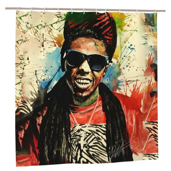 Lil Wayne Bathroom Shower Curtain,Bath Curtains Durable Waterproof Bath Curtain with 12 Hooks,72x72in, Adluts Girls Boys Bathroom Decor House Gifts
