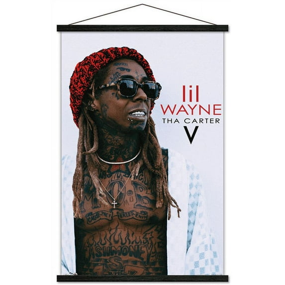 Lil Wayne - Carter V Wall Poster with Wooden Magnetic Frame, 22.375" x 34"