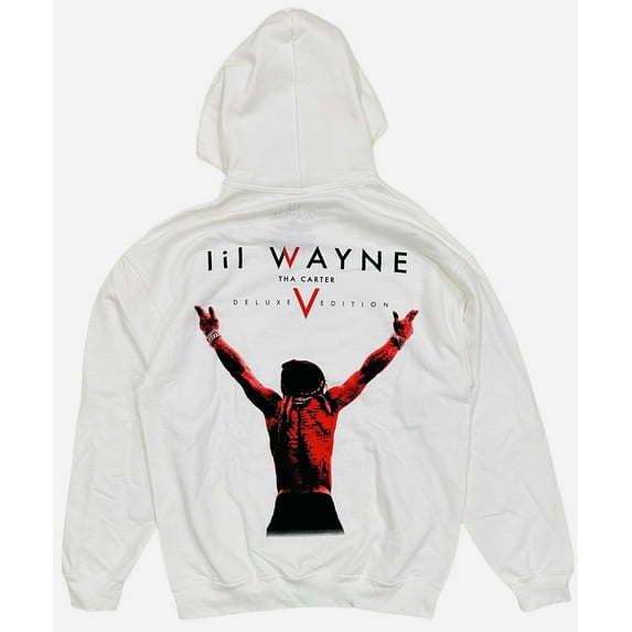 Lil Wayne Men's Official Merchandise Tha Carter V Deluxe White Hoodie Sweatshirt (X-Large, White)
