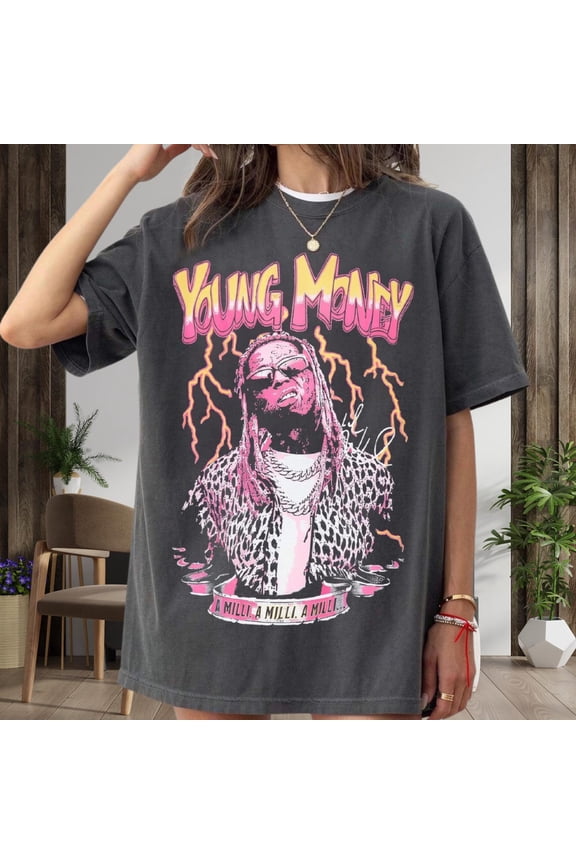 Lil Wayne Rap Inspired Vintage T-Shirt, Retro Hip Hop Graphic Tee,Black Color,Size M