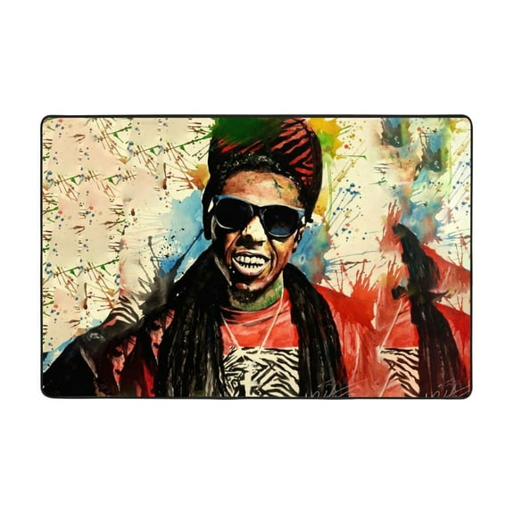 Lil Wayne Rug Non-Slip Locking Edge Carpet Thickened Large Size Door Mat, for Living Room Kitchen Hallway Bedroom Soft Machine Washable Floor Carpet 36"x24"
