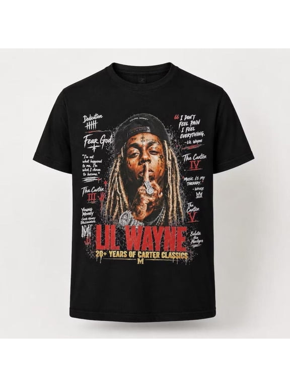 Lil Wayne Shirt, Lil Wayne 20+ Years Documentary Tour T-shirt, Vintage Rap Graphic Tee,Black Color,Size 2XL