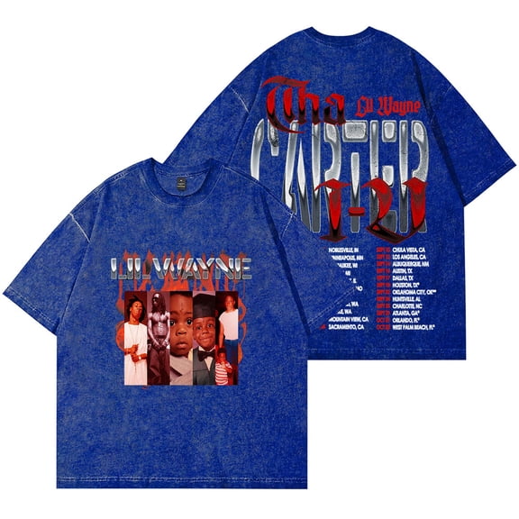 Lil Tha Carter VI Tour 2025 Vintage Wash T-Shirts Women Men HipHop Cotton Short Sleeve Tee
